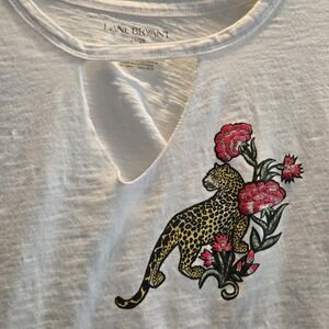 Lane Bryant Leopard Graphic Tee Womens 26/28 White Cotton Short Sleeve Plus Size